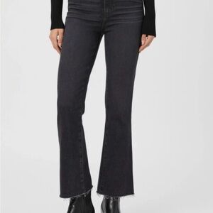 PAIGE Claudine Ankle Jeans with Raw Hem in Black Lotus
